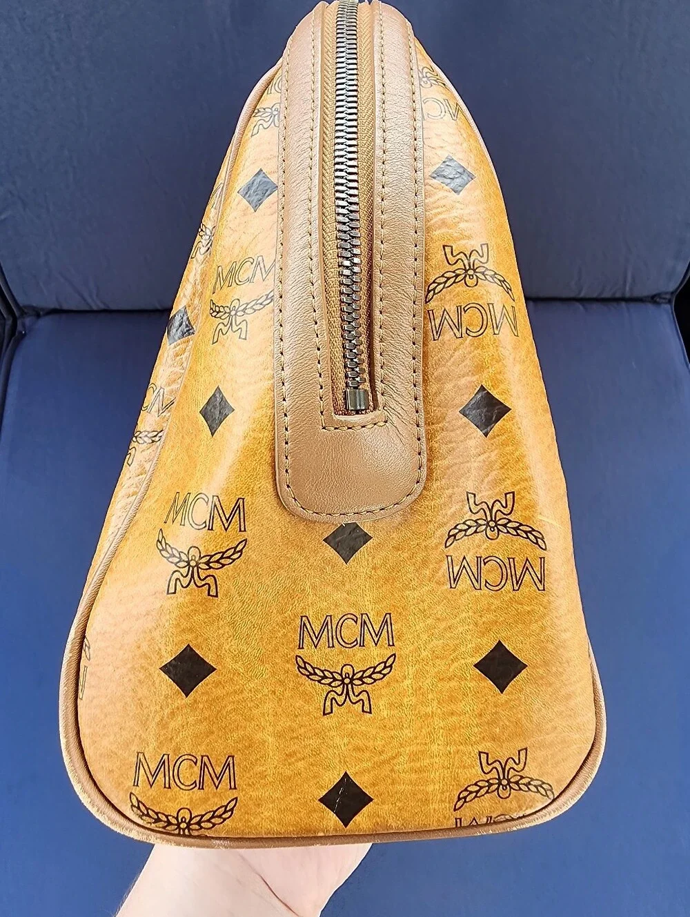 MCM Cognac Visetos Dome Satchel
